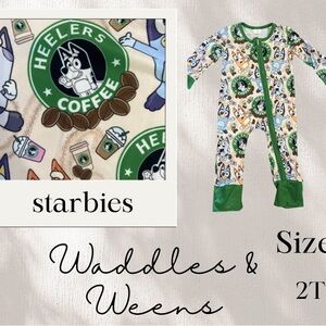 Kids One Piece Pajama - Green and White